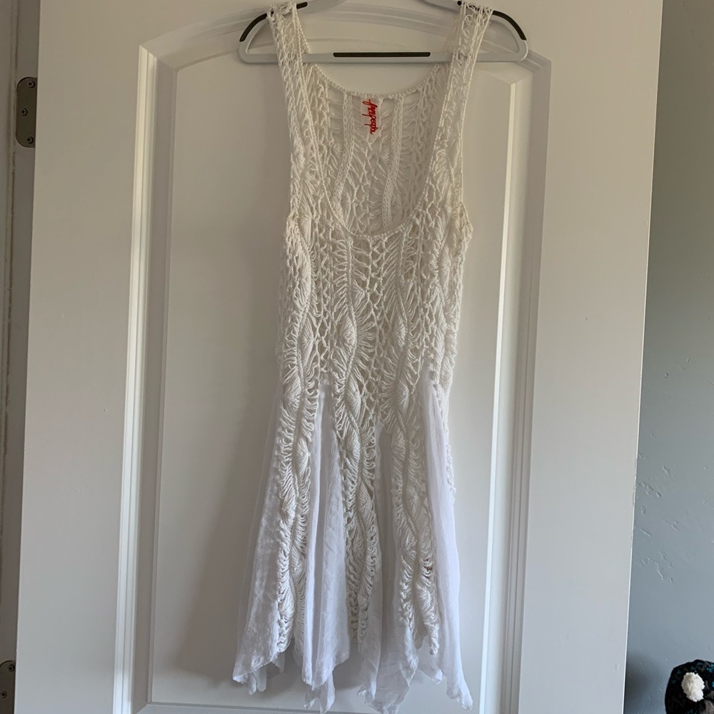 Free People White Crochet Tank